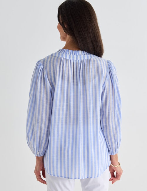 Ella J Stripe Ruffle Top, Blue & White product photo View 02 L