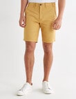 Gasoline Pique Elastic Waist Shorts, Mustard product photo