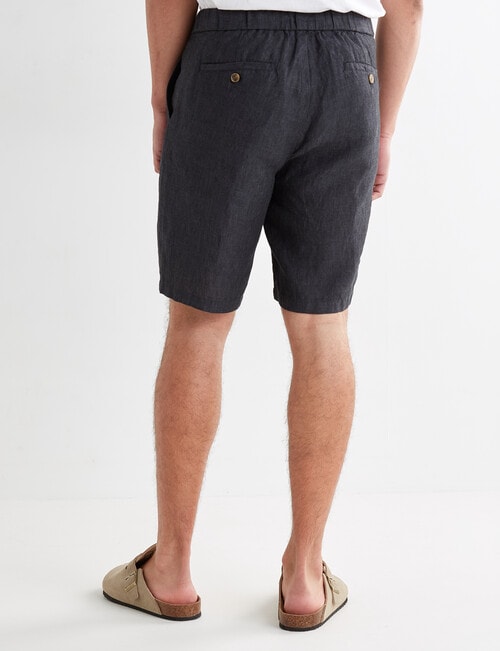 Gasoline Textured Linen Shorts, Graphite product photo View 02 L