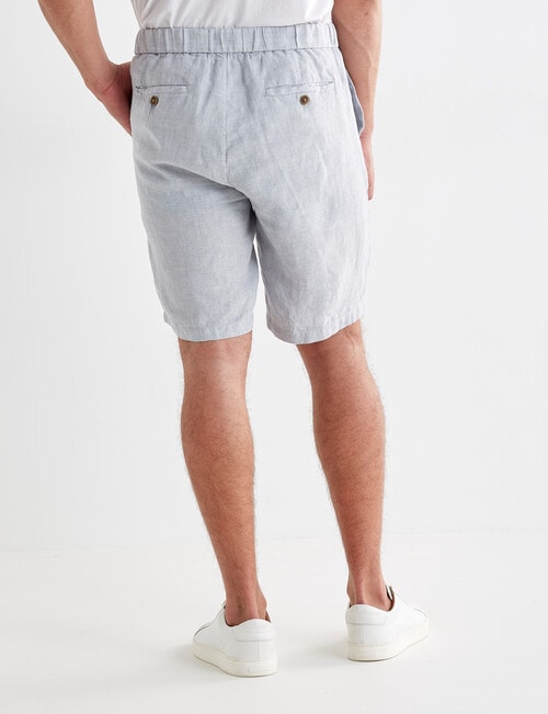 Gasoline Textured Linen Shorts, Blue product photo View 02 L