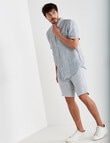 Gasoline Textured Linen Shorts, Blue product photo View 03 S