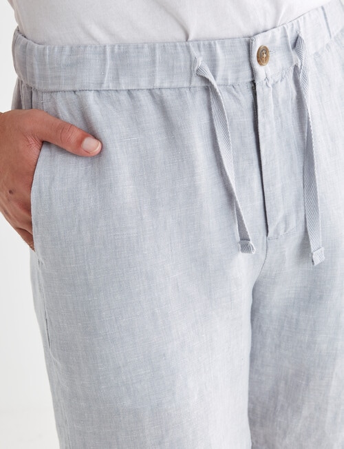 Gasoline Textured Linen Shorts, Blue product photo View 04 L