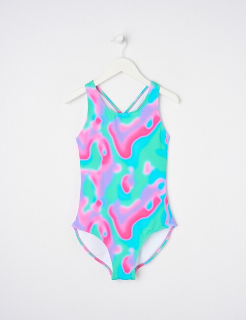 Wavetribe Tie Dye 1-Piece Swimsuit, Bright product photo