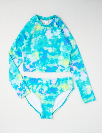 Wavetribe Tie Dye Long Sleeve Rash Set, Blue product photo