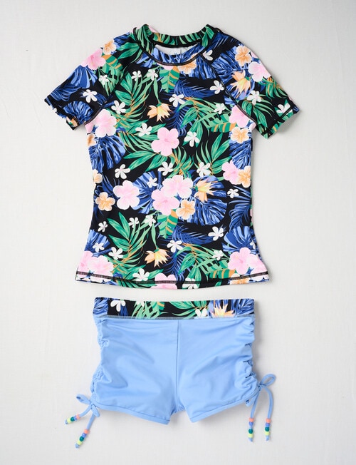 Wavetribe Tropical Short Sleeve Rash Set, Black product photo