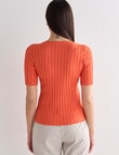 Oliver Black Short Sleeve V-Neck Rib Top, Sunburst product photo View 02 S