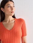 Oliver Black Short Sleeve V-Neck Rib Top, Sunburst product photo View 04 S