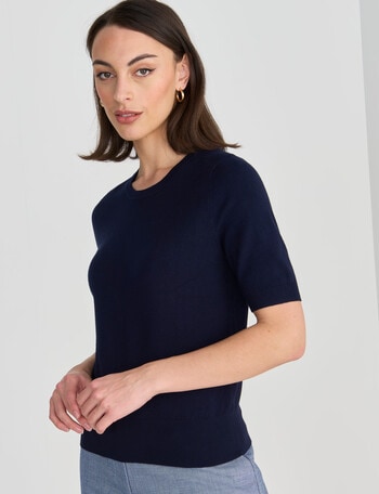 Oliver Black Short Sleeve Knit Jumper, Navy product photo