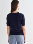 Oliver Black Short Sleeve Knit Jumper, Navy product photo View 02 S