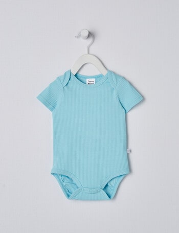 Teeny Weeny Rib Short-Sleeve Bodysuit, Sea Green product photo