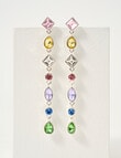 Harlow Multicolour Crystal Drop Earrings, Silver product photo View 02 S