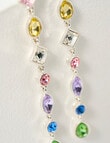 Harlow Multicolour Crystal Drop Earrings, Silver product photo View 03 S