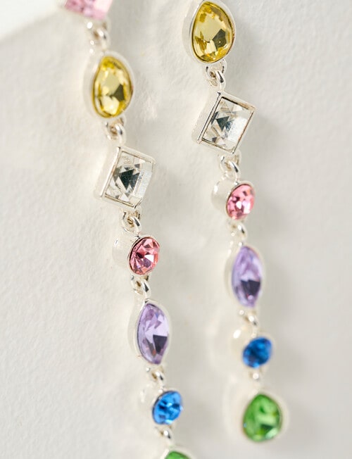 Harlow Multicolour Crystal Drop Earrings, Silver product photo View 03 L