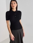 Oliver Black Short Sleeve Rib Polo Shirt, Black product photo View 05 S