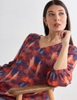 Oliver Black V-Neck 3/4 Sleeve Top, Halcyon Print product photo