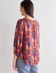 Oliver Black V-Neck 3/4 Sleeve Top, Halcyon Print product photo View 02 S