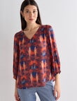 Oliver Black V-Neck 3/4 Sleeve Top, Halcyon Print product photo View 05 S