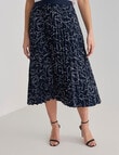 Oliver Black Squiggle Pattern Pleated Skirt, Navy product photo