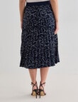 Oliver Black Squiggle Pattern Pleated Skirt, Navy product photo View 02 S