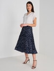 Oliver Black Squiggle Pattern Pleated Skirt, Navy product photo View 03 S