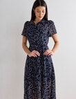 Oliver Black Squiggle Print Short Sleeve Shirt Dress, Navy product photo