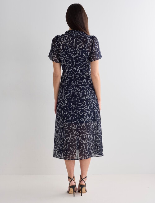 Oliver Black Squiggle Print Short Sleeve Shirt Dress, Navy product photo View 02 L