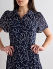 Oliver Black Squiggle Print Short Sleeve Shirt Dress, Navy product photo View 04 S