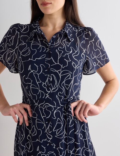 Oliver Black Squiggle Print Short Sleeve Shirt Dress, Navy product photo View 04 L