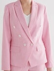 Whistle Long Sleeve Double Breasted Blazer, Soft Pink product photo View 04 S