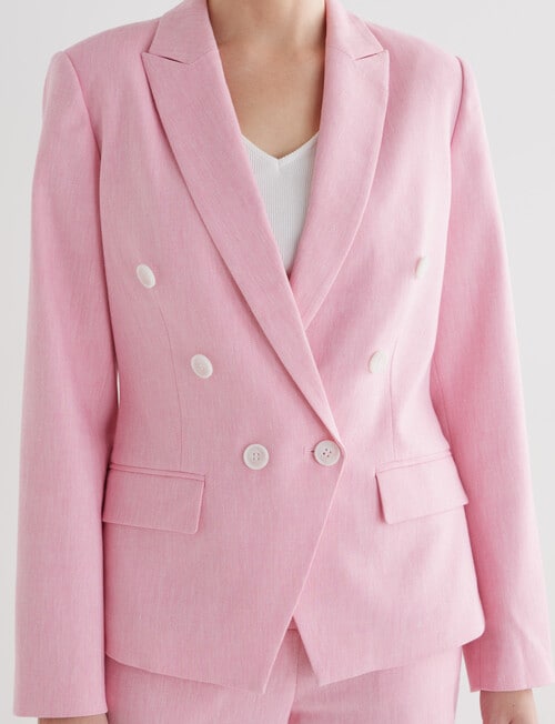 Whistle Long Sleeve Double Breasted Blazer, Soft Pink product photo View 04 L