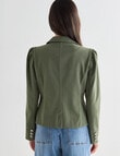 Whistle Long Sleeve Denim Fashion Blazer, Olive product photo View 02 S