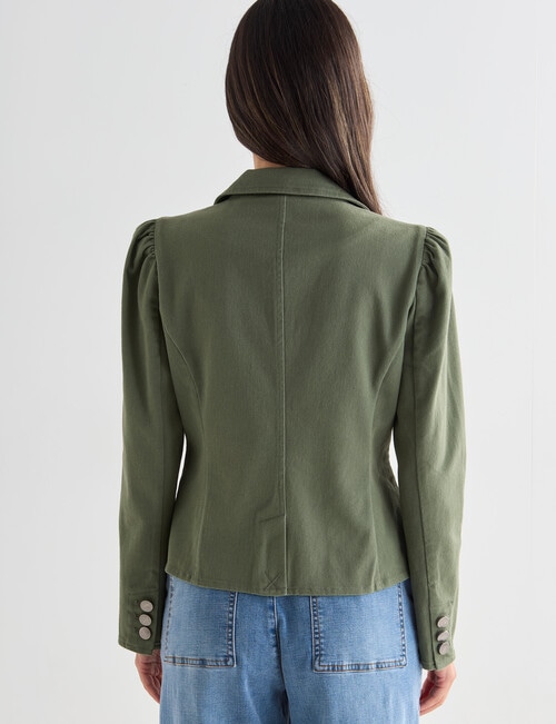 Whistle Long Sleeve Denim Fashion Blazer, Olive product photo View 02 L