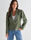 Whistle Long Sleeve Denim Fashion Blazer, Olive product photo View 05 S