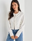 Whistle Long Sleeve Crop Detail Jacket, Ivory product photo View 06 S