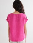 Zest Essential Linen Short Sleeve Top, Magenta product photo View 02 S