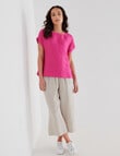 Zest Essential Linen Short Sleeve Top, Magenta product photo View 03 S