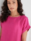 Zest Essential Linen Short Sleeve Top, Magenta product photo View 04 S