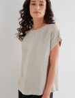 Zest Essential Linen Short Sleeve Top, Sandshell product photo