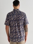 Kauri Trail Floral Short Sleeve Slub Shirt, Navy product photo View 02 S