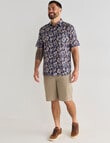 Kauri Trail Floral Short Sleeve Slub Shirt, Navy product photo View 03 S