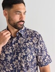 Kauri Trail Floral Short Sleeve Slub Shirt, Navy product photo View 04 S