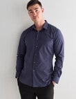 L+L Burgundy Ditsy Printed Stretch Shirt, Navy product photo