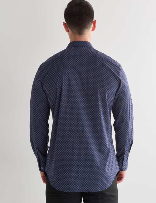 L+L Burgundy Ditsy Printed Stretch Shirt, Navy product photo View 02 L