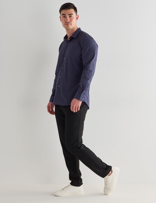 L+L Burgundy Ditsy Printed Stretch Shirt, Navy product photo View 03 L