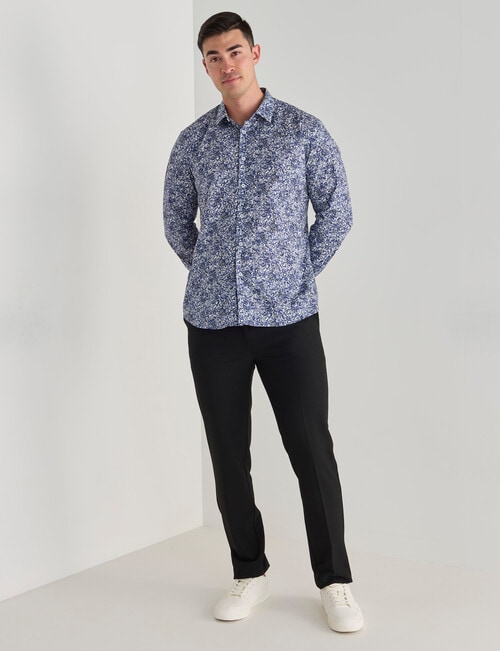 L+L All Over Printed Stretch Shirt, Floral Blue product photo View 03 L