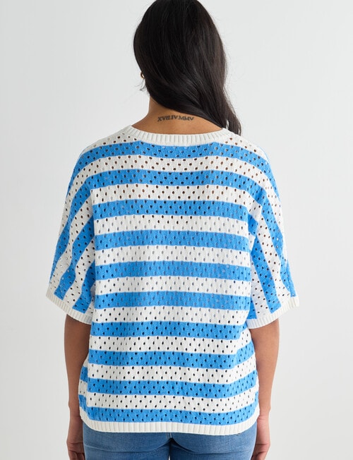 Zest Stripe Mesh Knitwear Jumper, Periwinkle product photo View 02 L