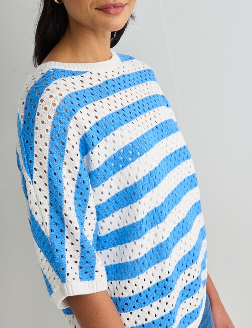 Zest Stripe Mesh Knitwear Jumper, Periwinkle product photo View 04 L