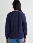 Zest Lace Cotton Cardigan, Navy product photo View 02 S