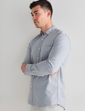 L+L Solid Oxford Shirt, Dusty Blue product photo