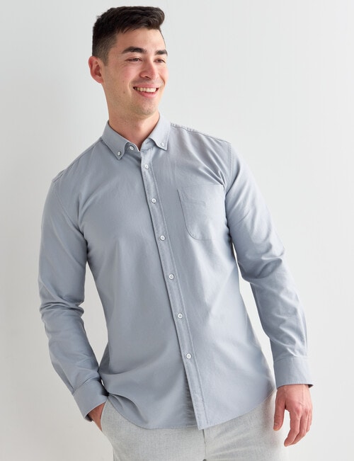 L+L Solid Oxford Shirt, Dusty Blue product photo View 05 L